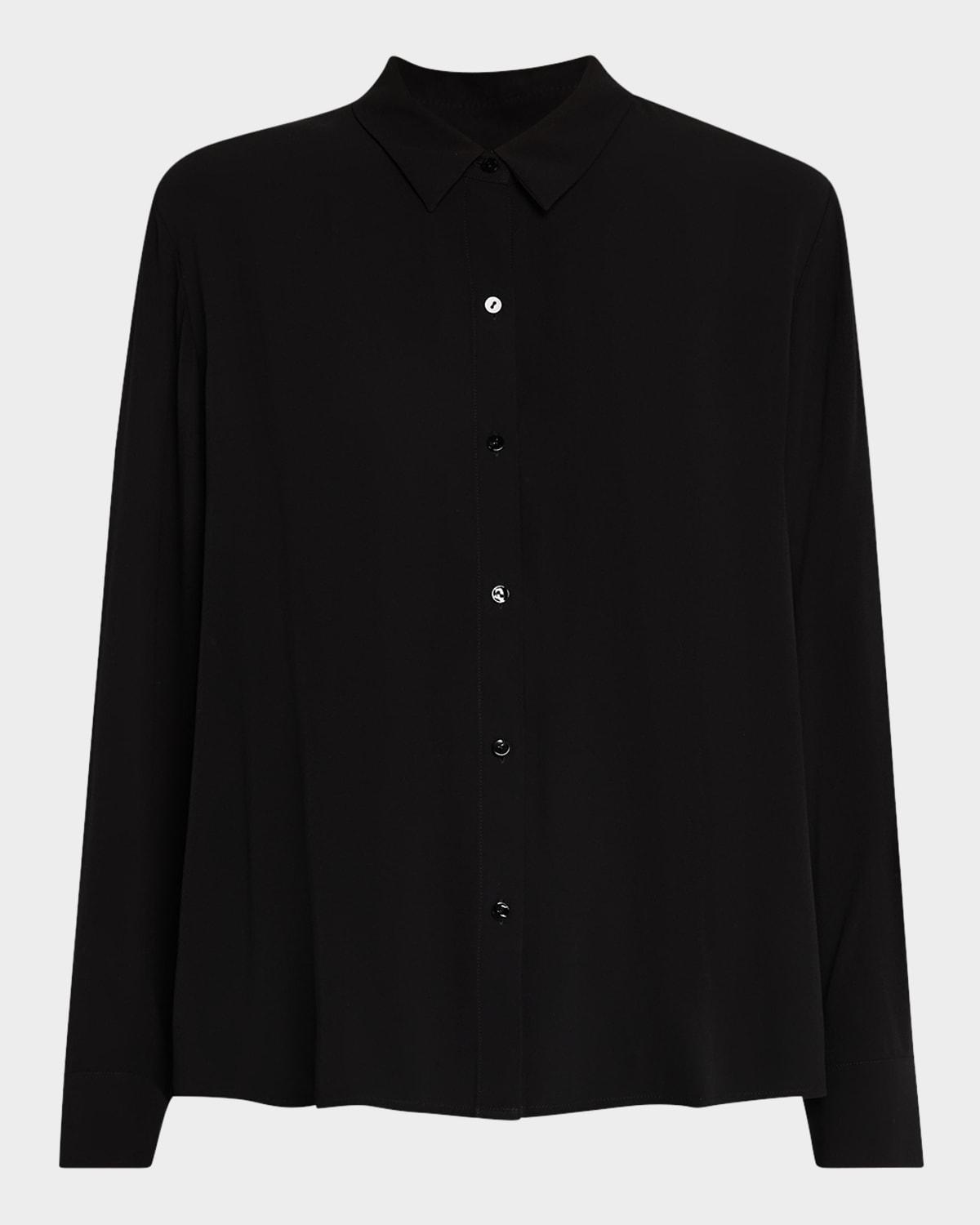 button-down silk georgette crepe shirt