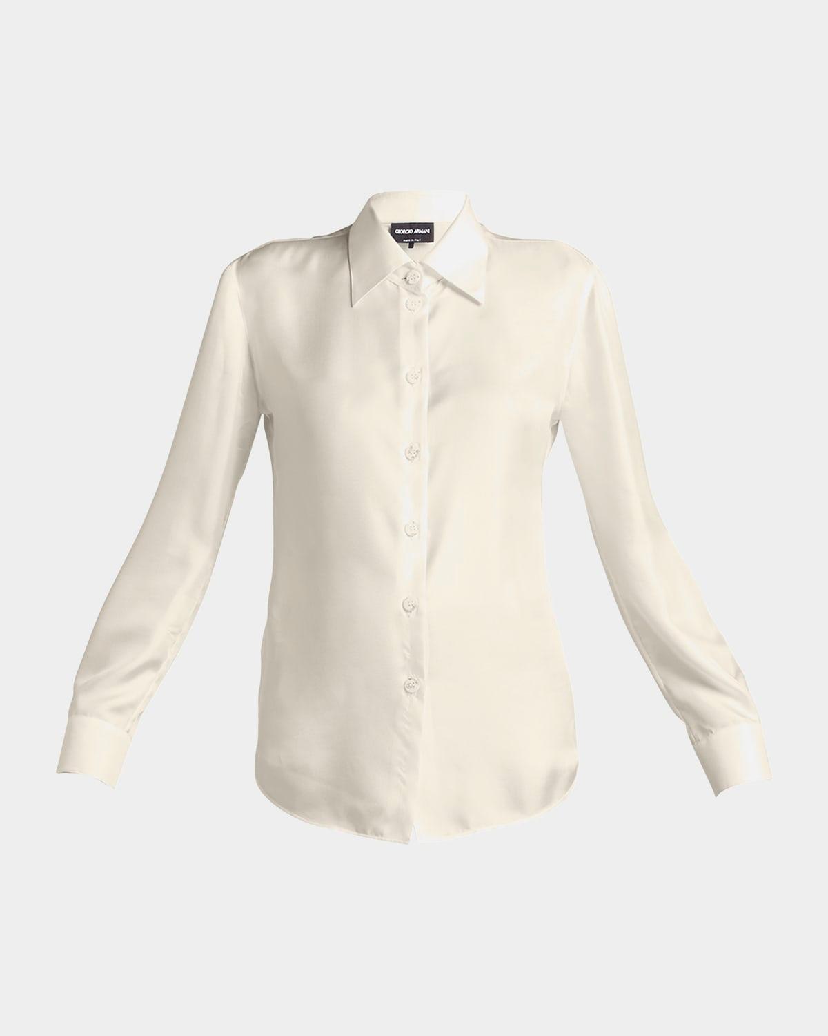 button-down silk twill blouse