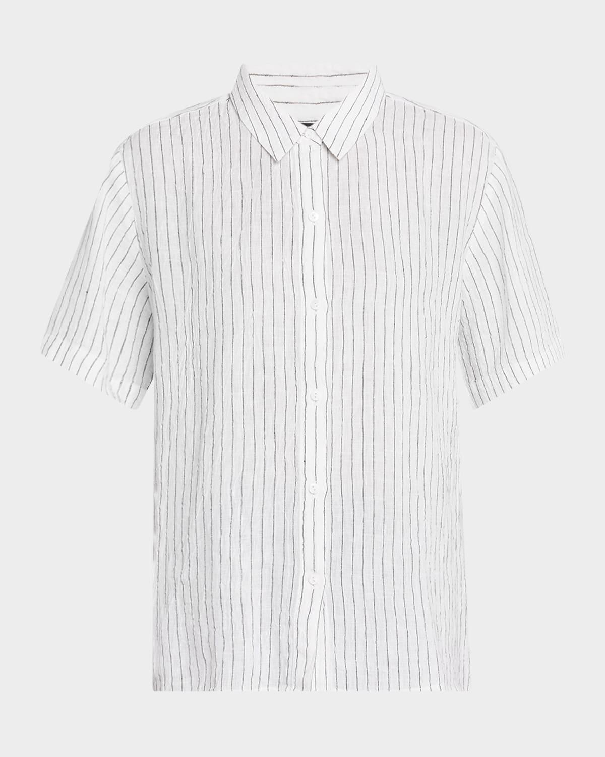 button-down striped organic linen shirt