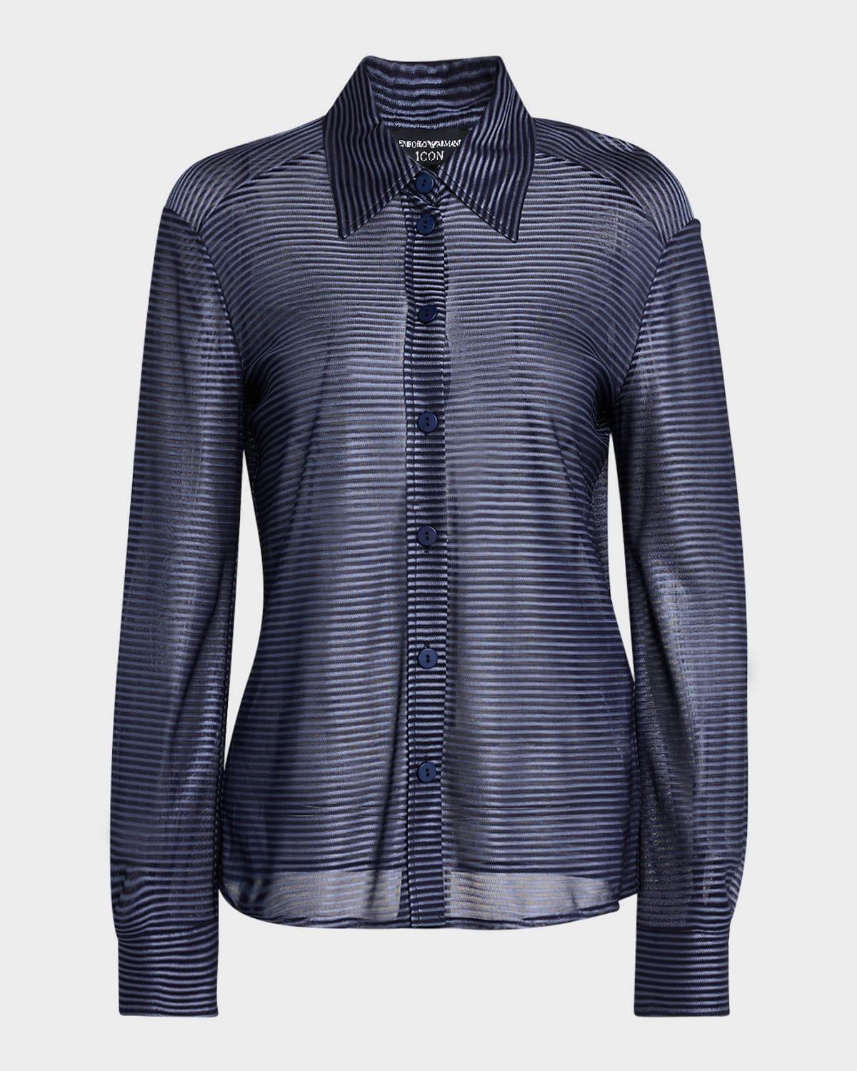 button-down striped viscose shirt