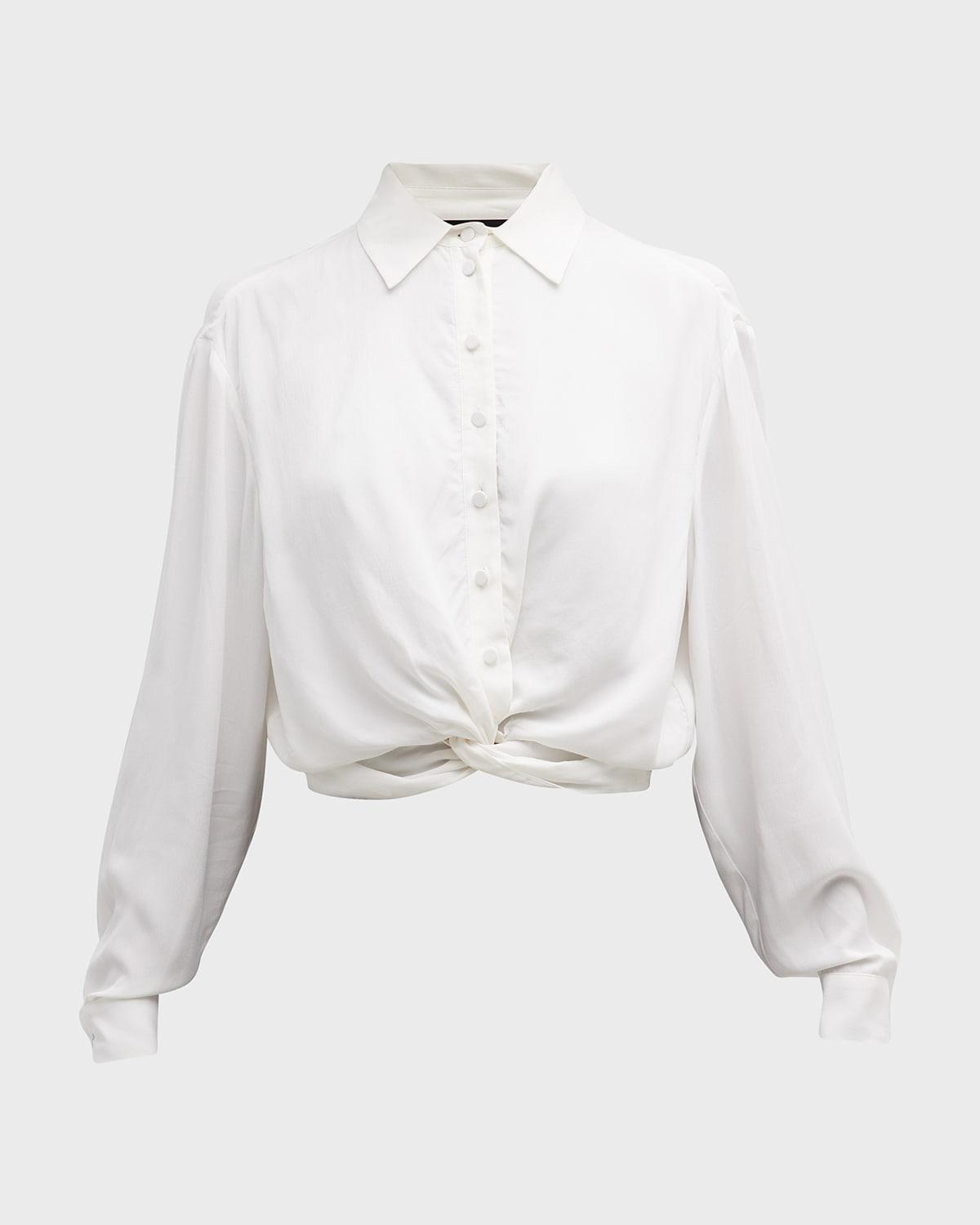 button-down twist-front blouse