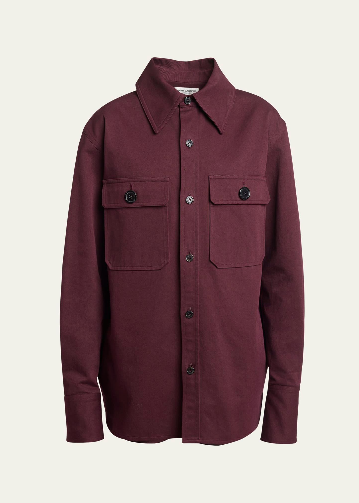 button down two-pocket cotton drill shirt