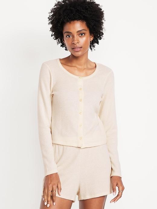 button-down waffle-knit sleep top