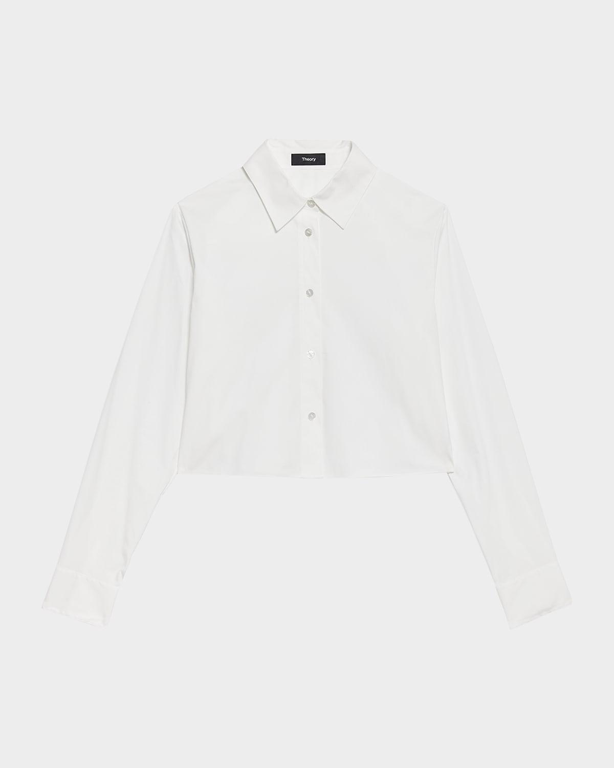 button-front cropped dress shirt