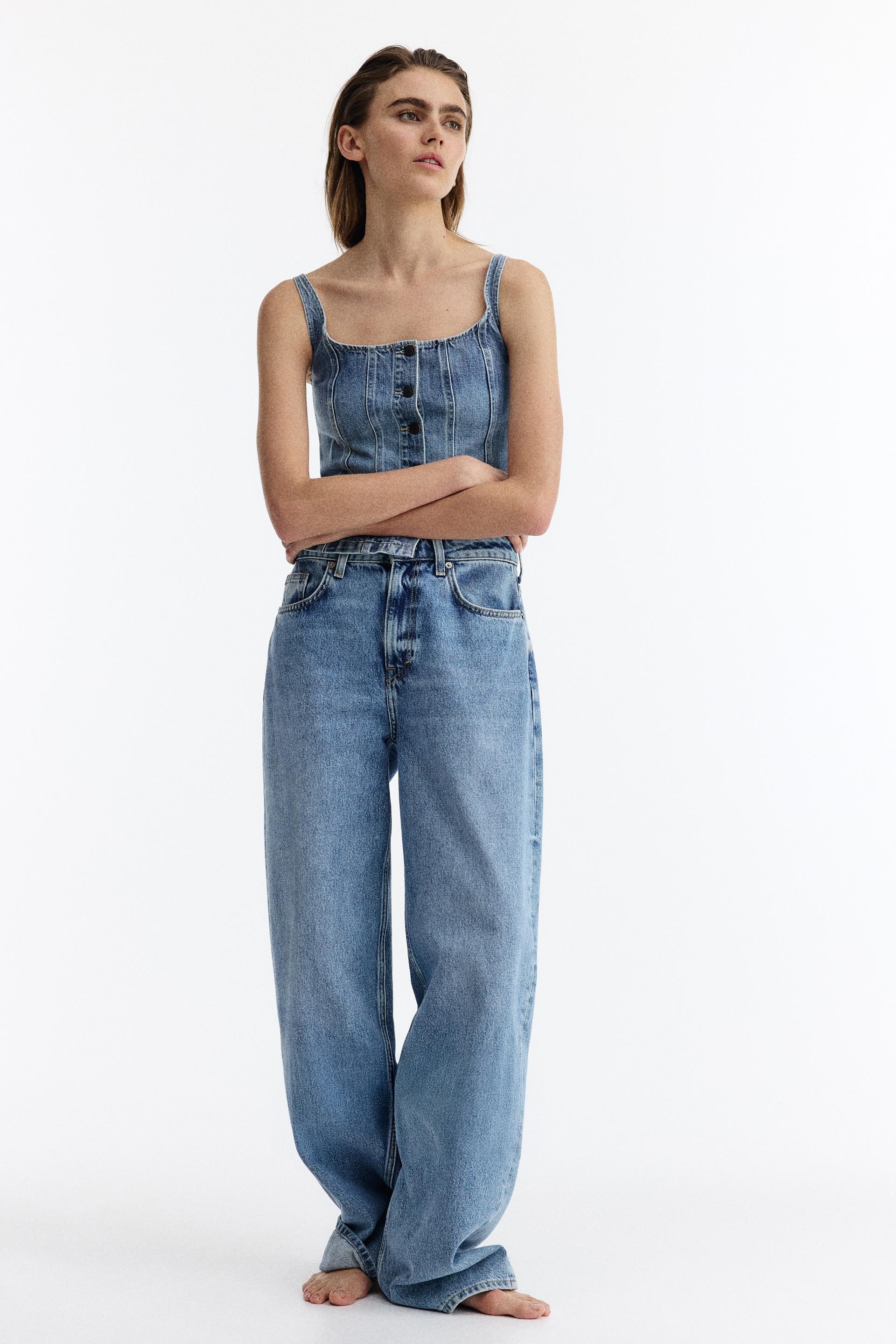 button-front denim top