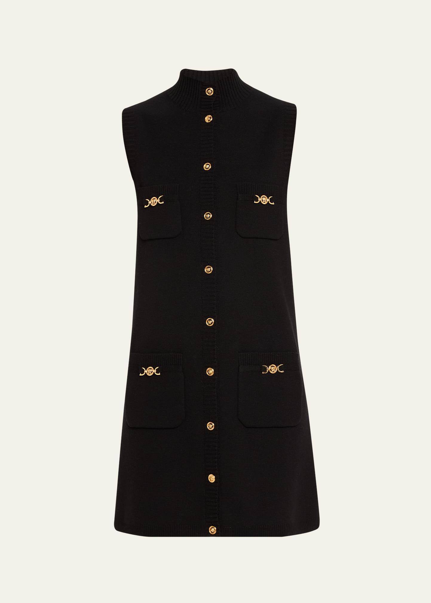 button-front knit medusa mini dress