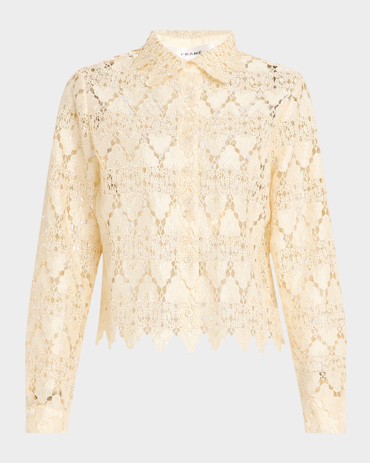 button-front lace shirt