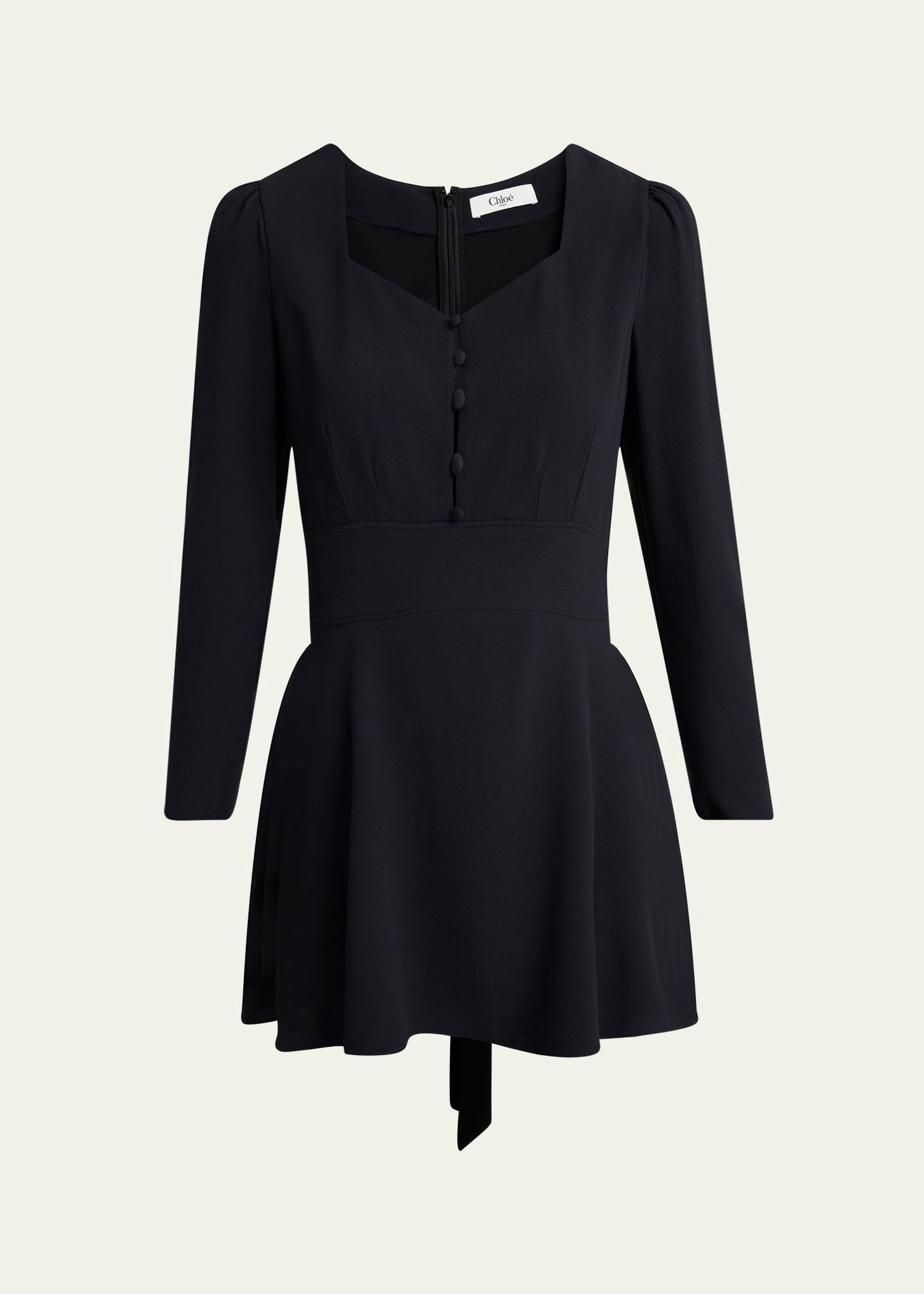 button-front long-sleeve mini dress