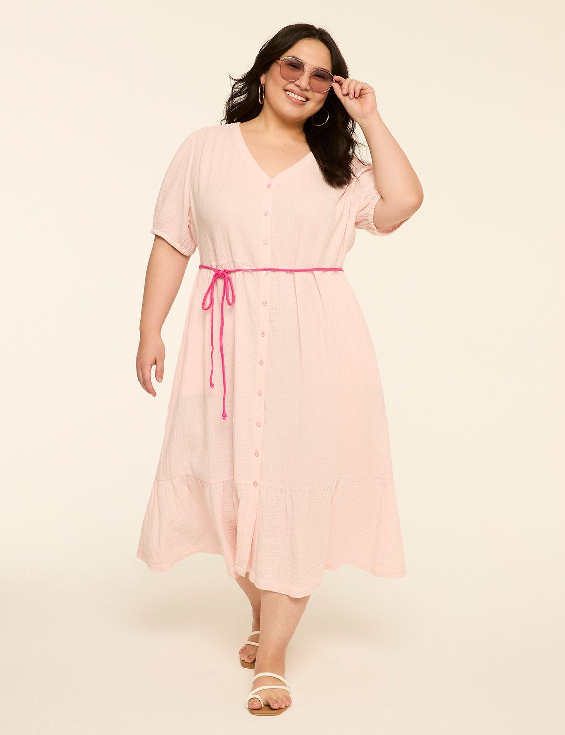 button-front maxi dress