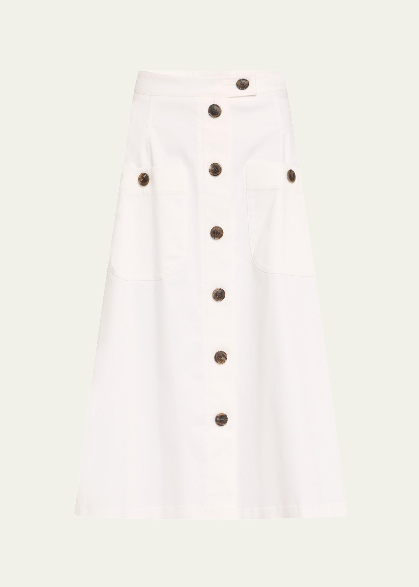 button front midi skirt