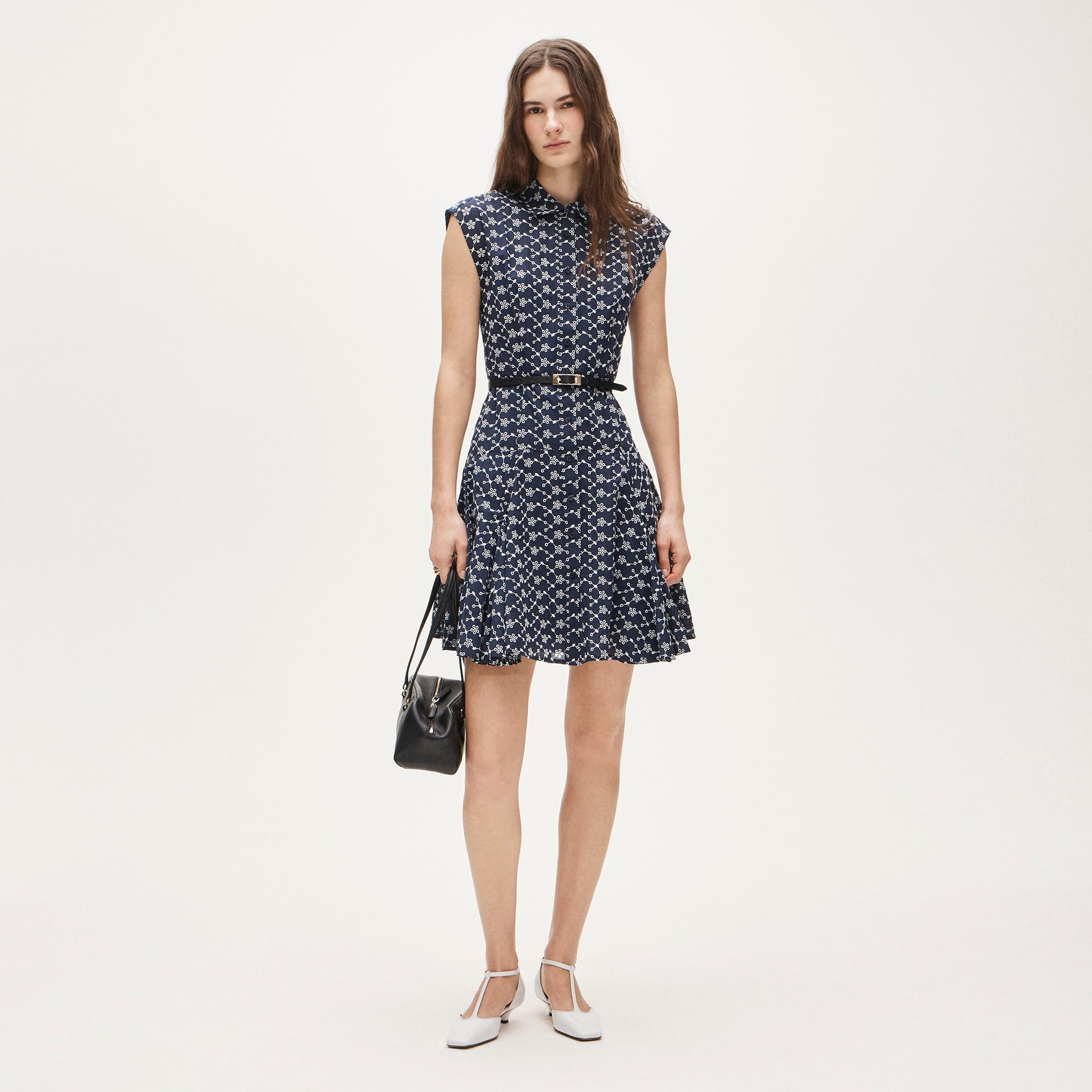 button-front mini dress in chambray