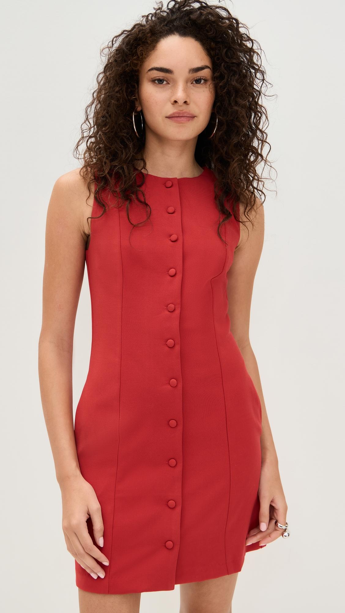 button front mini dress