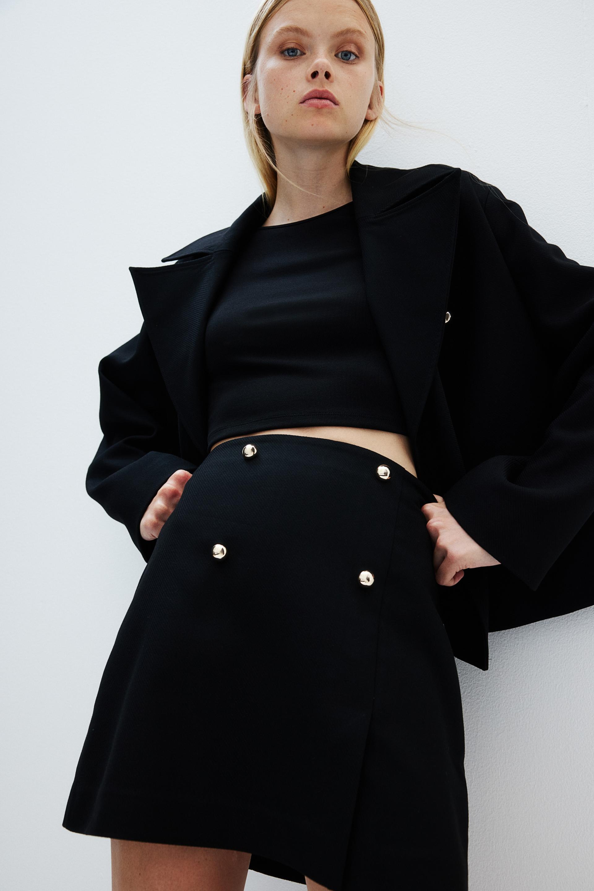 button-front mini skirt