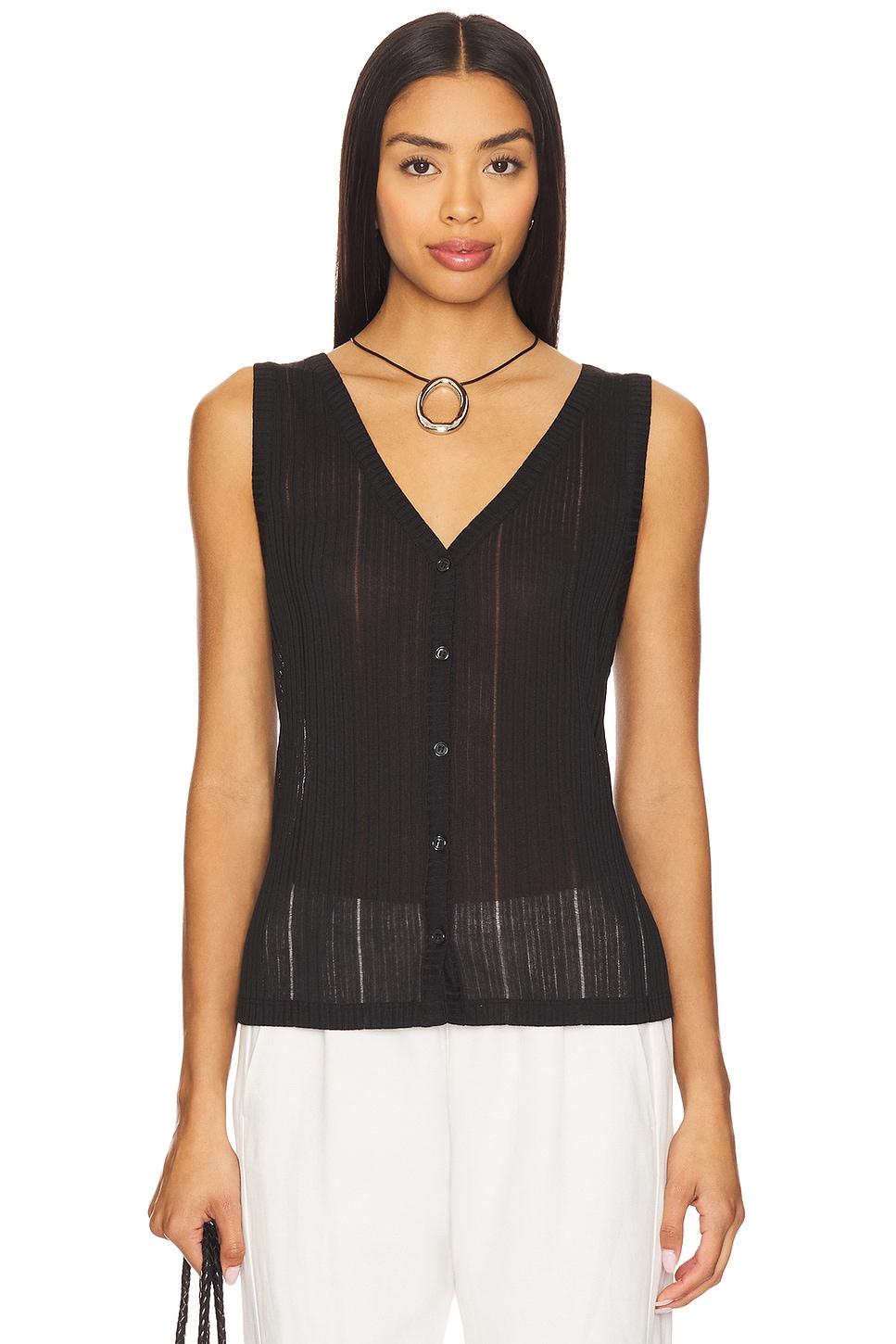 button front ribbed tank