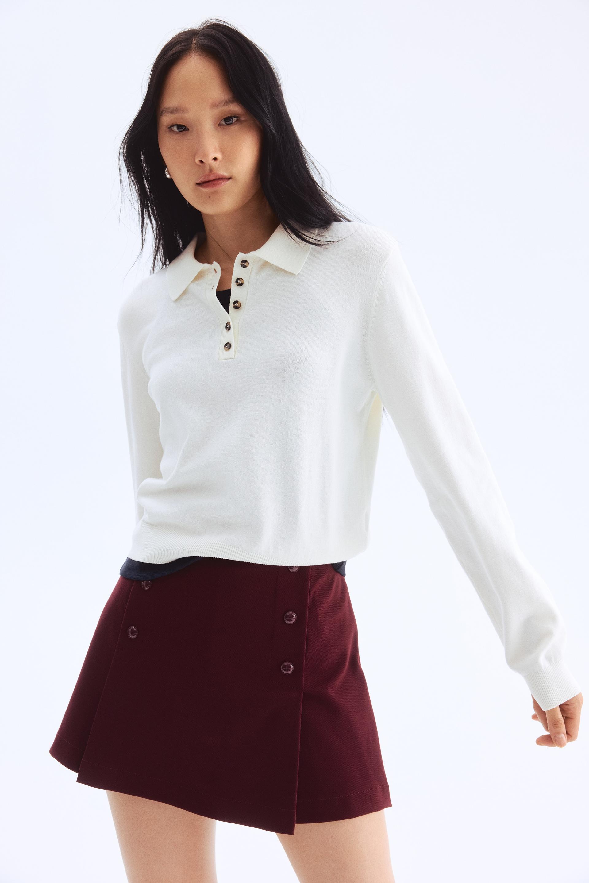 button-front skort