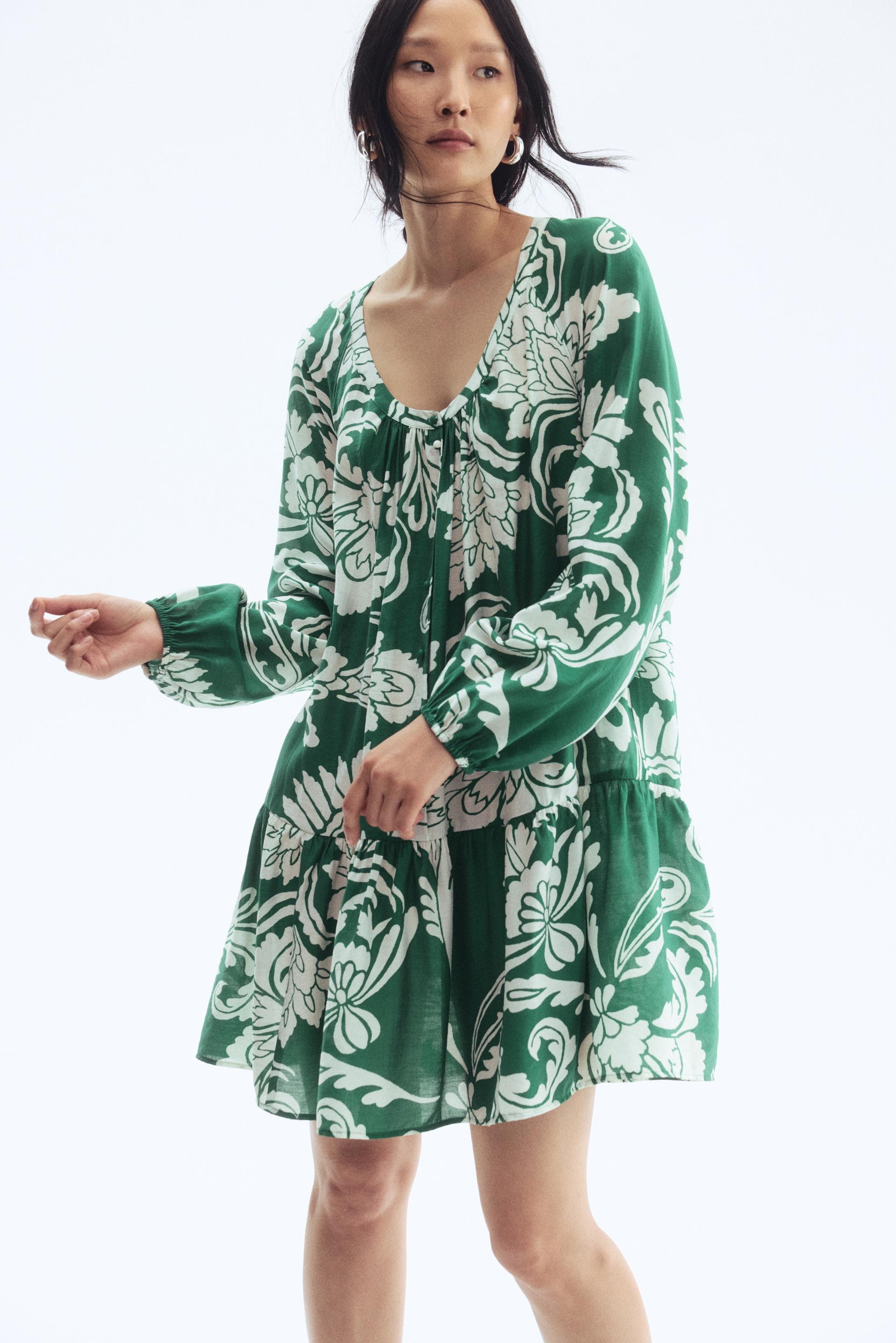 button-front tunic dress