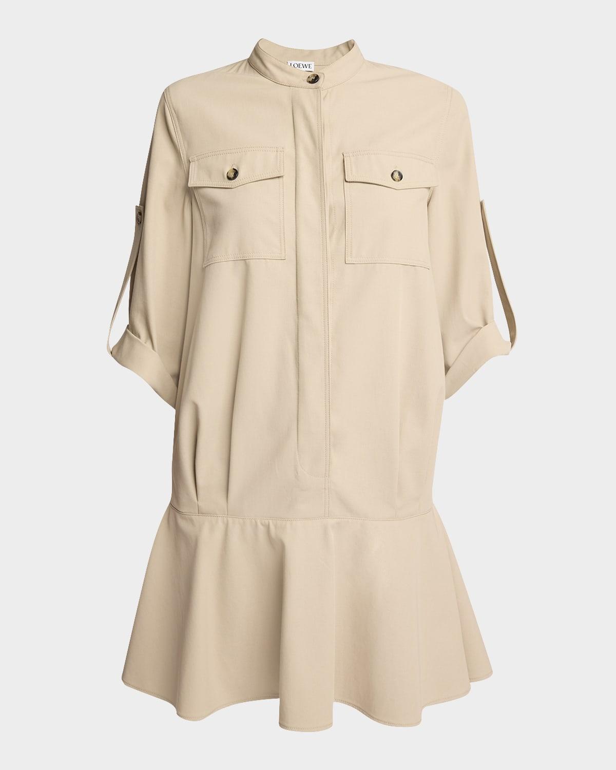 button-front utility shirtdress