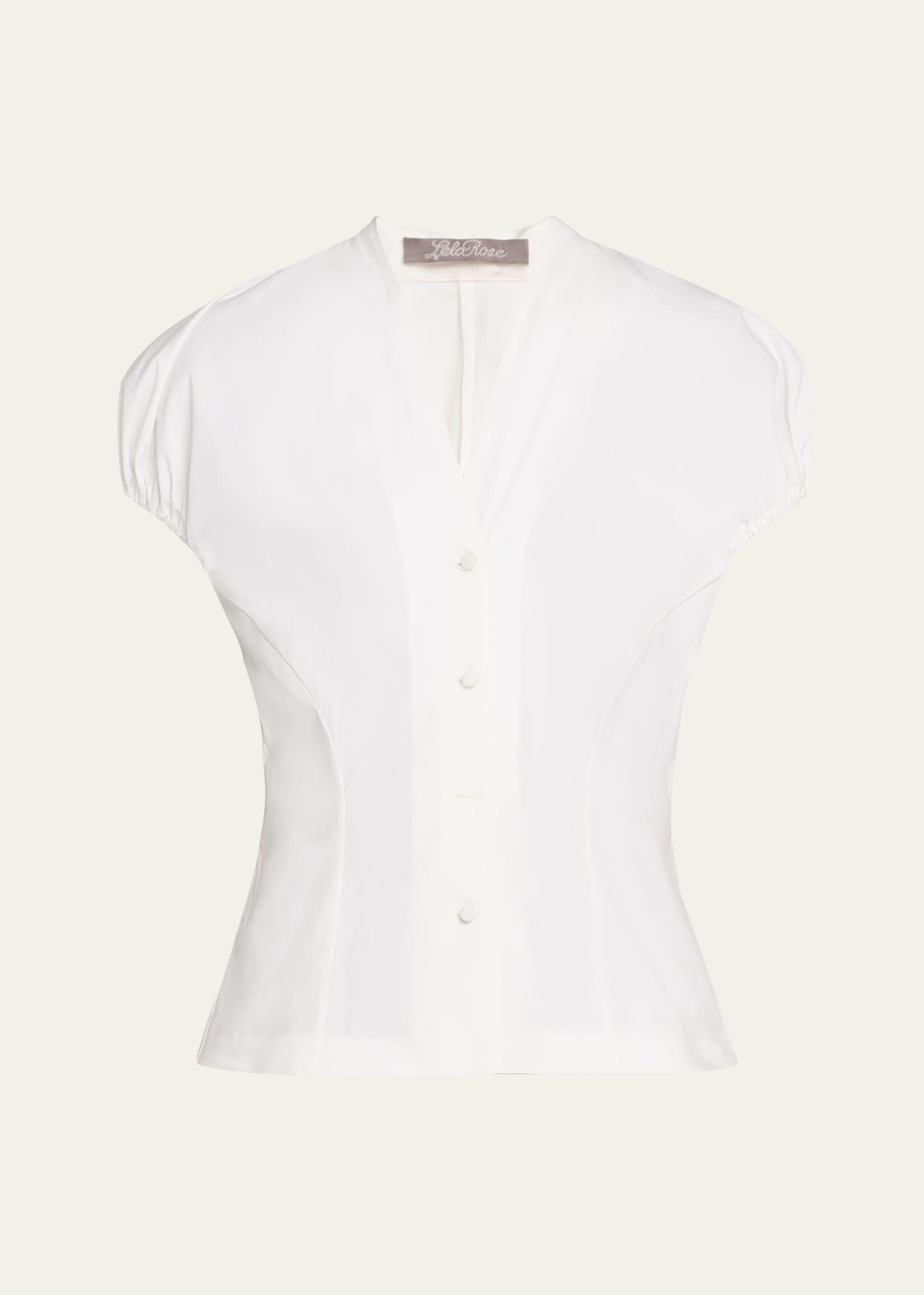 button front v-neck blouse