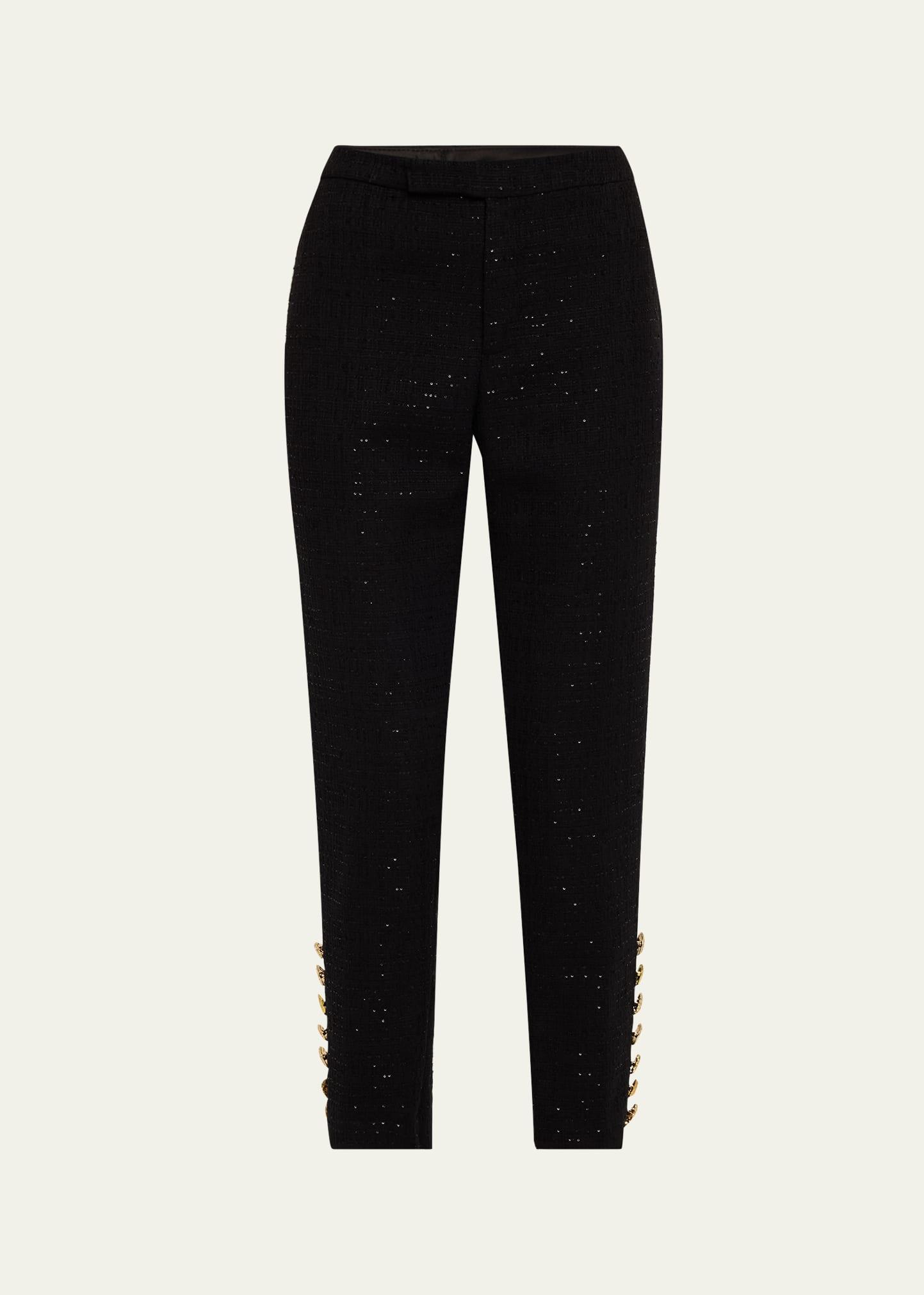 button luxe embellished cigarette pants