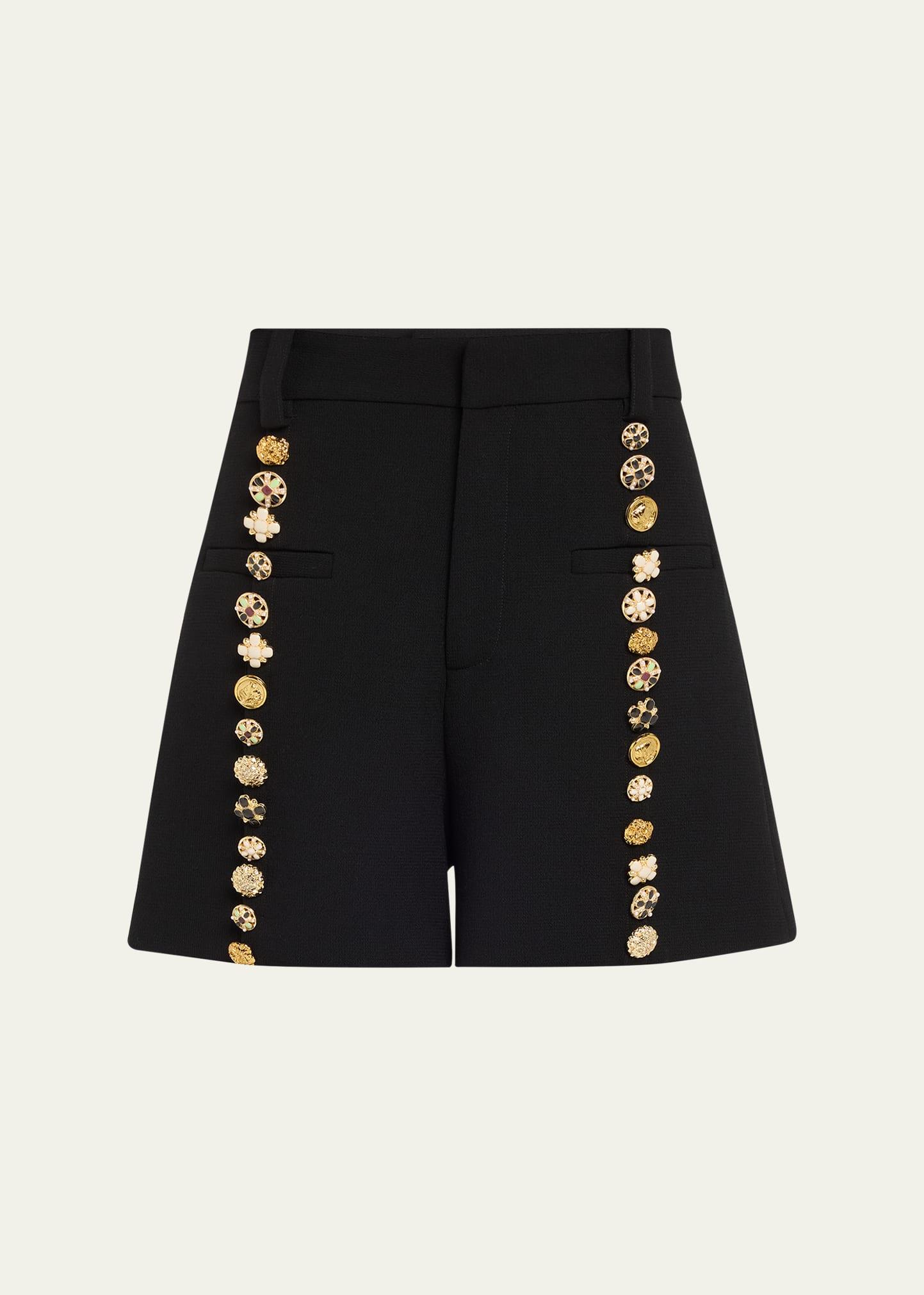 button luxe high waisted wool shorts