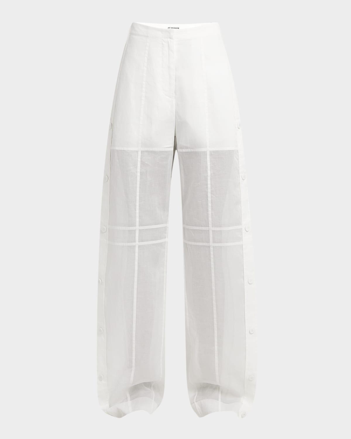 button-side relaxed straight-leg paneled pants