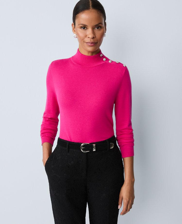 button turtleneck sweater