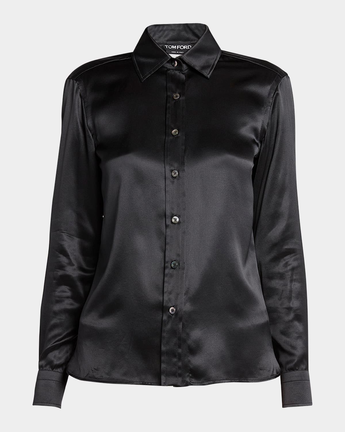 button up silk satin shirt