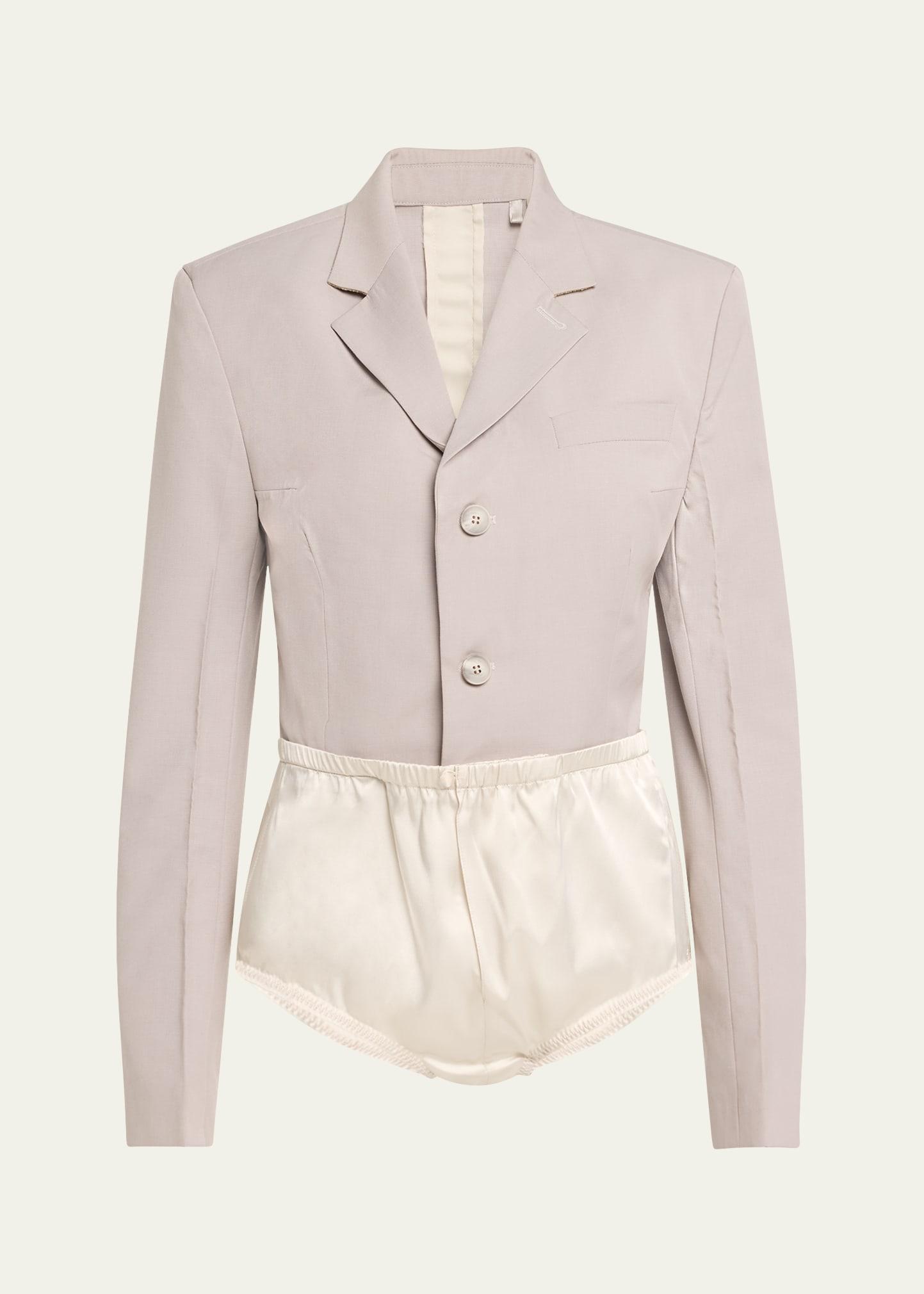buttoned blazer bodysuit