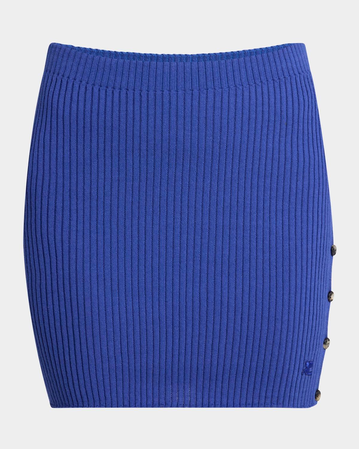 buttoned light rib mini skirt