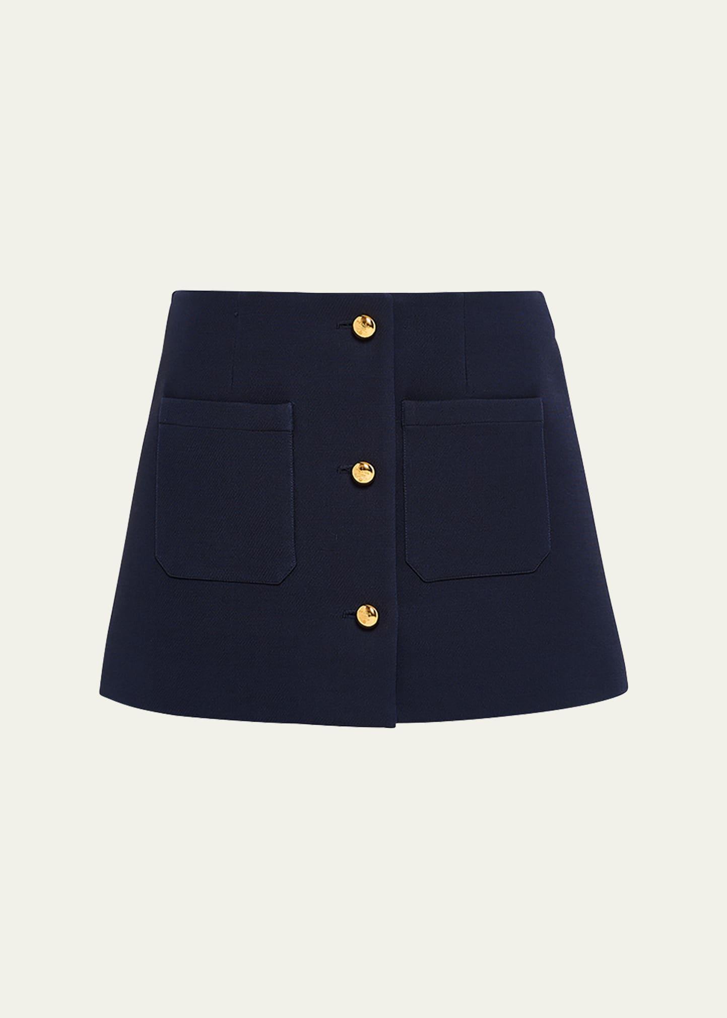 buttoned wool mini skirt