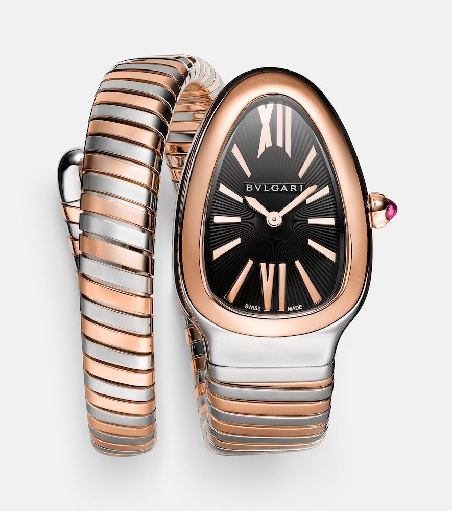 bvlgari serpenti tubogas 35mm 18kt rose gold and stainless steel watch