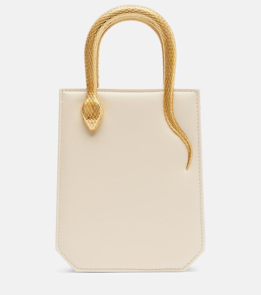 bvlgari serpentine small embellished leather tote bag