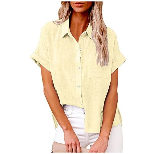 bxjx women linen shirts 2024 dressy casual short sleeve button down blouse tops trendy boho summer fashion clothes linen shirts for women short sleeve beige 3x