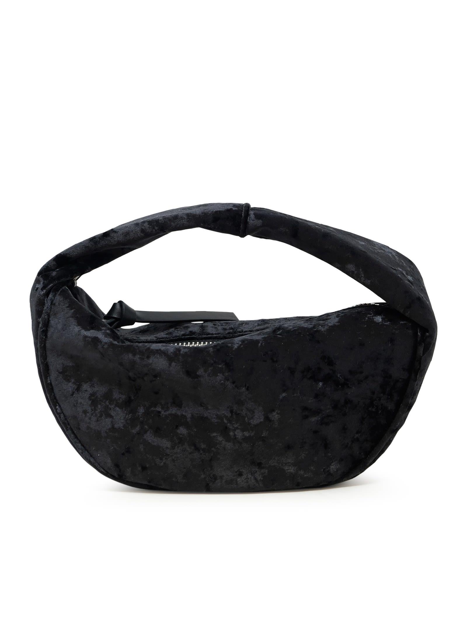 by far baby cush black crushed velvet handbag