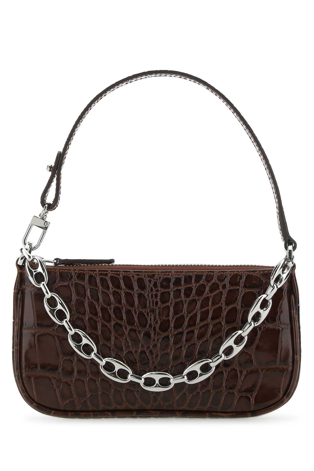 by far chocolate leather mini rachel handbag