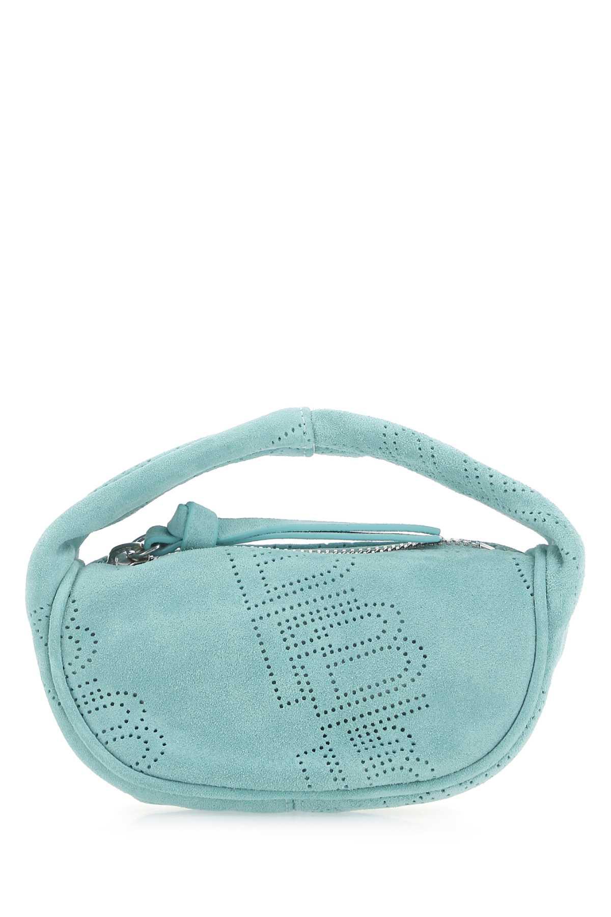 by far sea green suede micro cush handbag