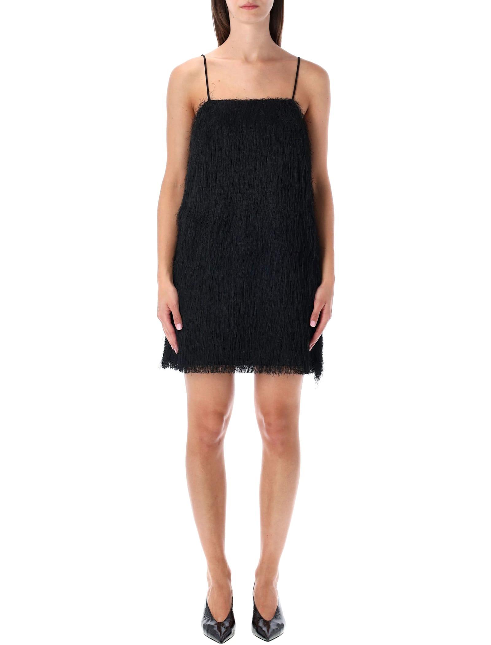 by malene birger black fringe ledo mini dress