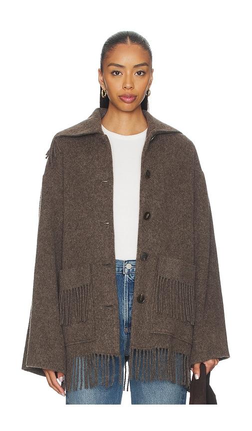 by malene birger boloune coat in brown.