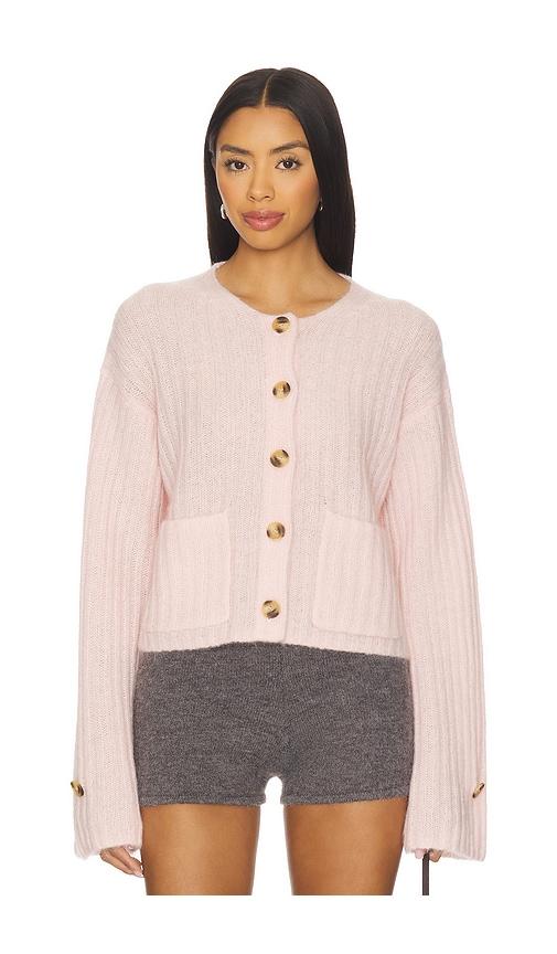 by malene birger cierrou rib cardigan in pink.