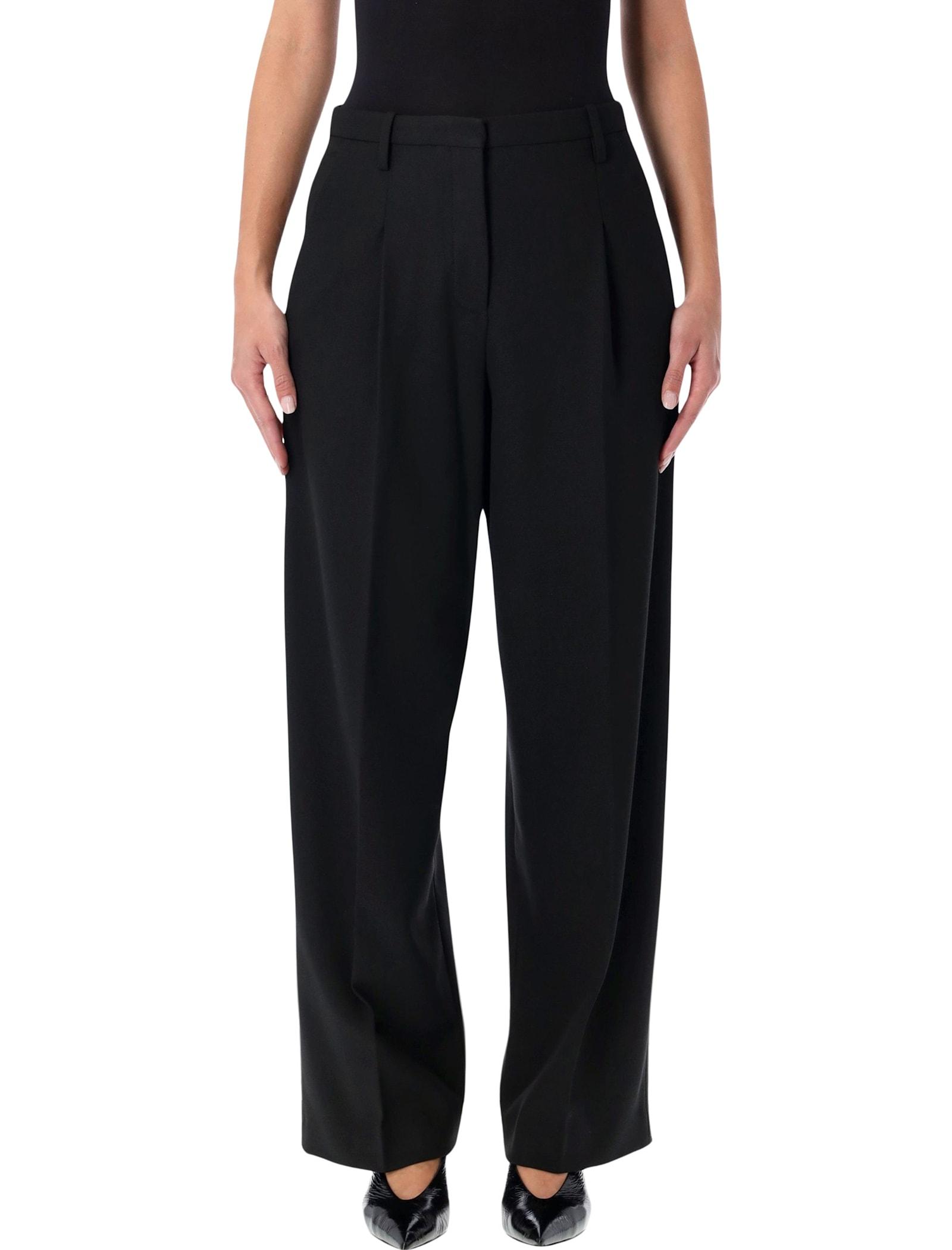 by malene birger elsa black high-waisted wide-leg trousers