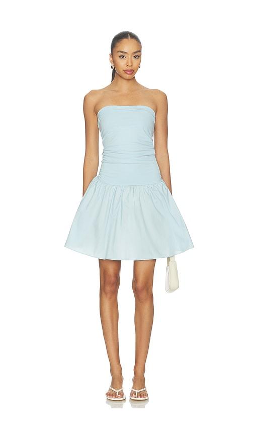 by malene birger marcia mini dress in baby blue.