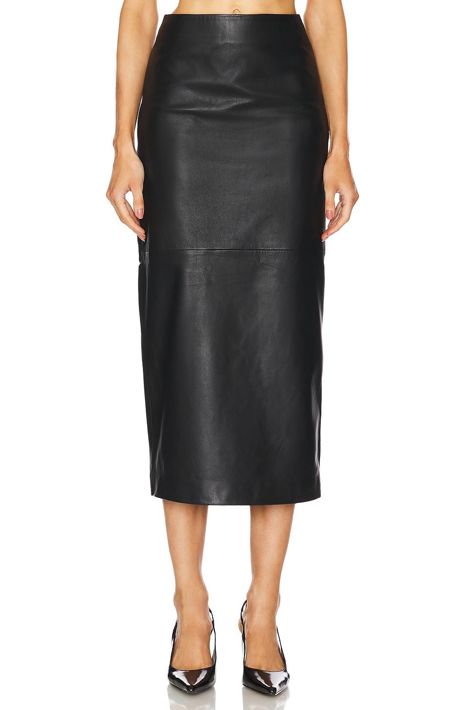 by marianna bruni leather midi skirt