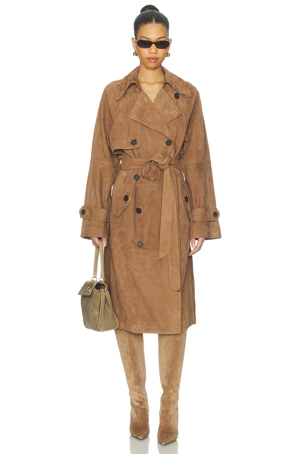 by marianna dara suede trench coat