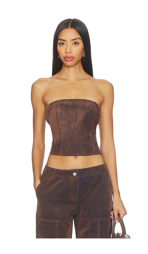 by.dyln azalea corset top in chocolate.