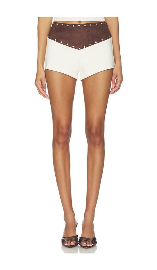 by.dyln elio micro short in ivory,brown.