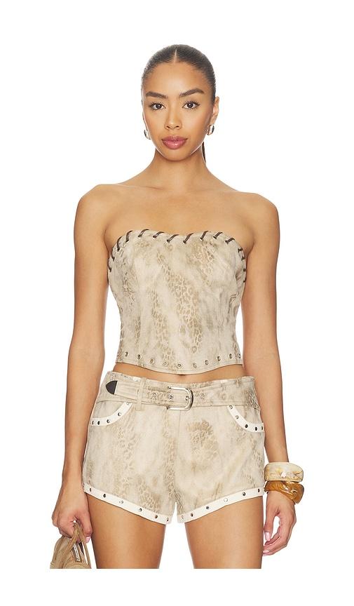 by.dyln juno corset top in beige.
