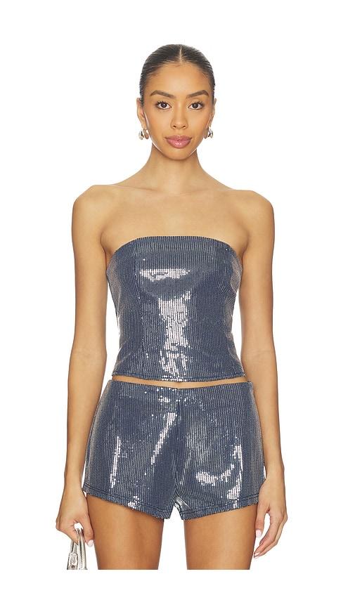 by.dyln messa bodice top in blue.