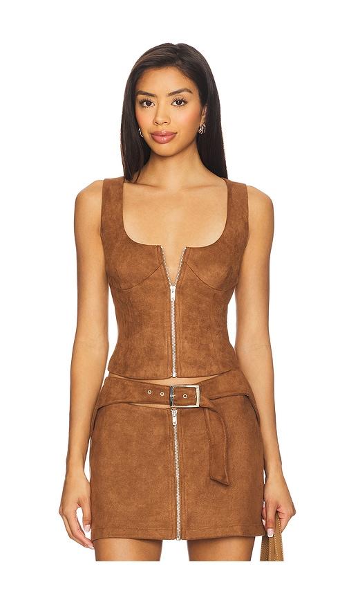 by.dyln regina top in brown.