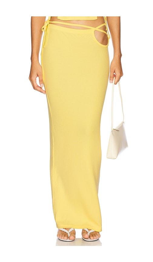 by.dyln x revolve calyssa maxi skirt in yellow.