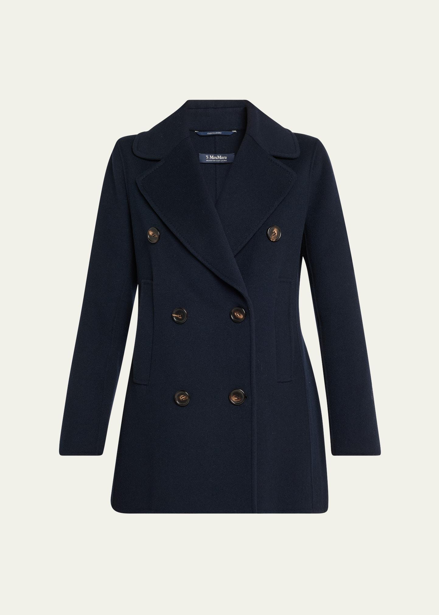 caban double-breasted wool coat